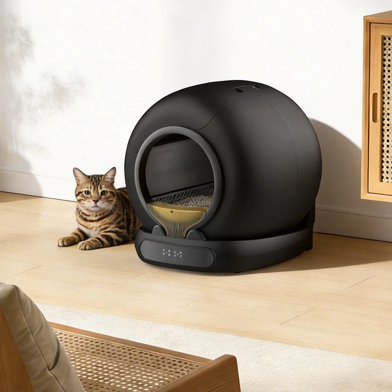 

New Black Color Automatic Cat Litter Box Self-Cleaning With 65L Large Space Smart Toilet for Multiple Cat Remote App