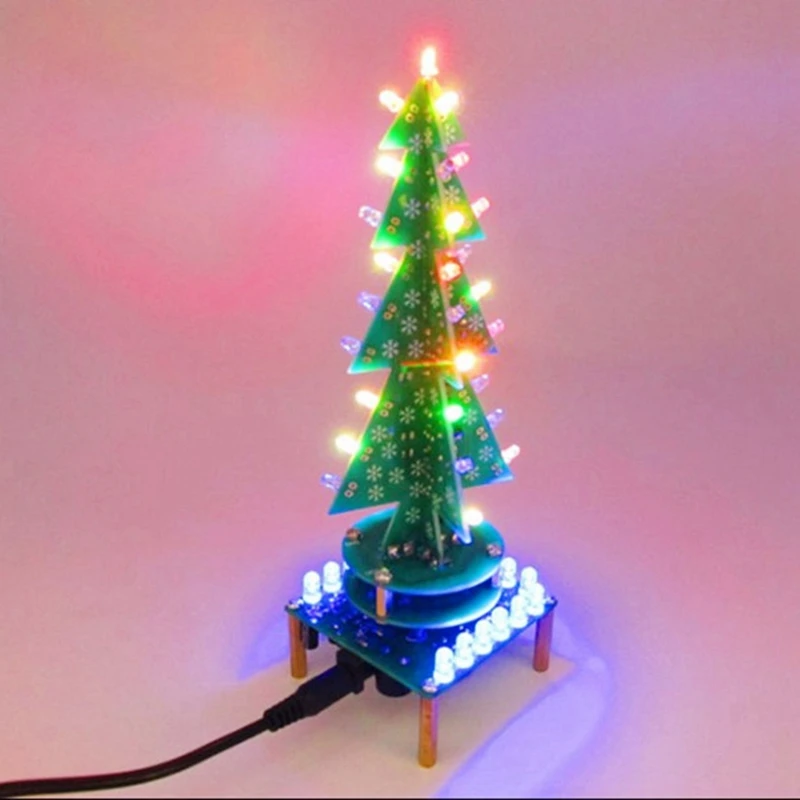 Rotating Colorful Music Christmas Tree Electronic Kit LED Water Light Tree Electronic DIY Production Kit