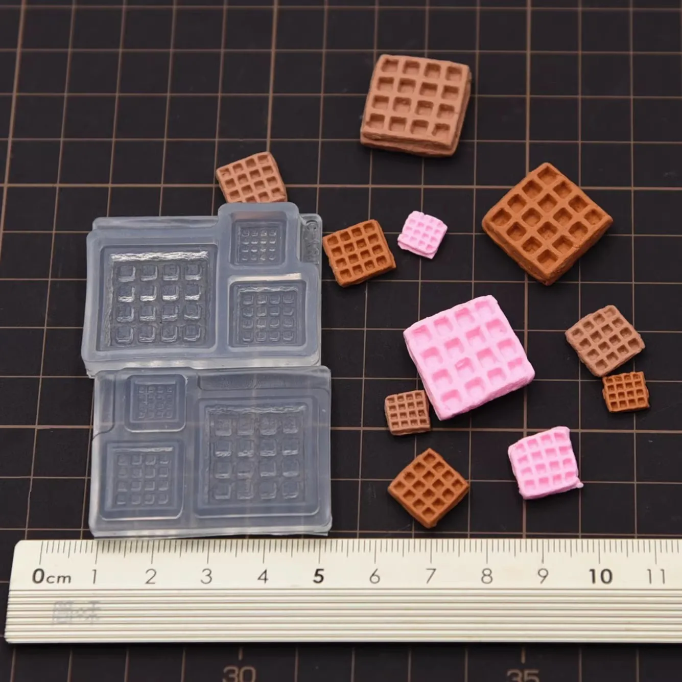 

Miniature Square Shape Waffle Biscuit Dessert Silicone Molds Pottery Clay BJD Doll House Food Toy DIY Tools