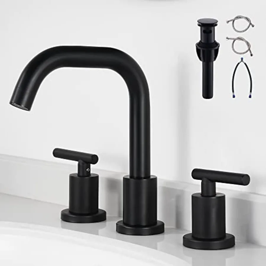 

Bathroom Faucet 3 Holes - Two Handles Widespread 8 inch Bathroom Sink Faucet 3 Pieces Basin Faucets 360 Degree Swivel Spout Van