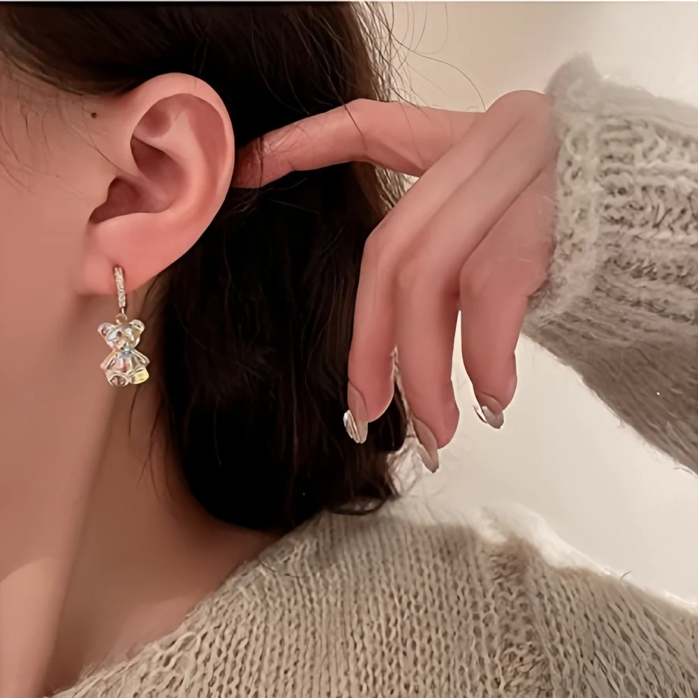 Dangle Earrings Gummy Candy Bear Drop Stud Hoop Cute Y2K Playful Jewelry Kawaii Fashion Gift for Girls Women