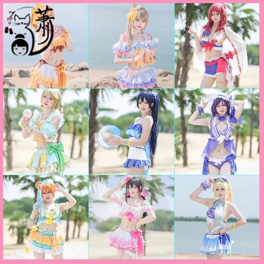 Anime LoveLive Swimsuit Cosplay Costume Love Live Bikini Tojo Nozomi Nico Honoka Umi  Rin Maki Eli Outfit Full Set