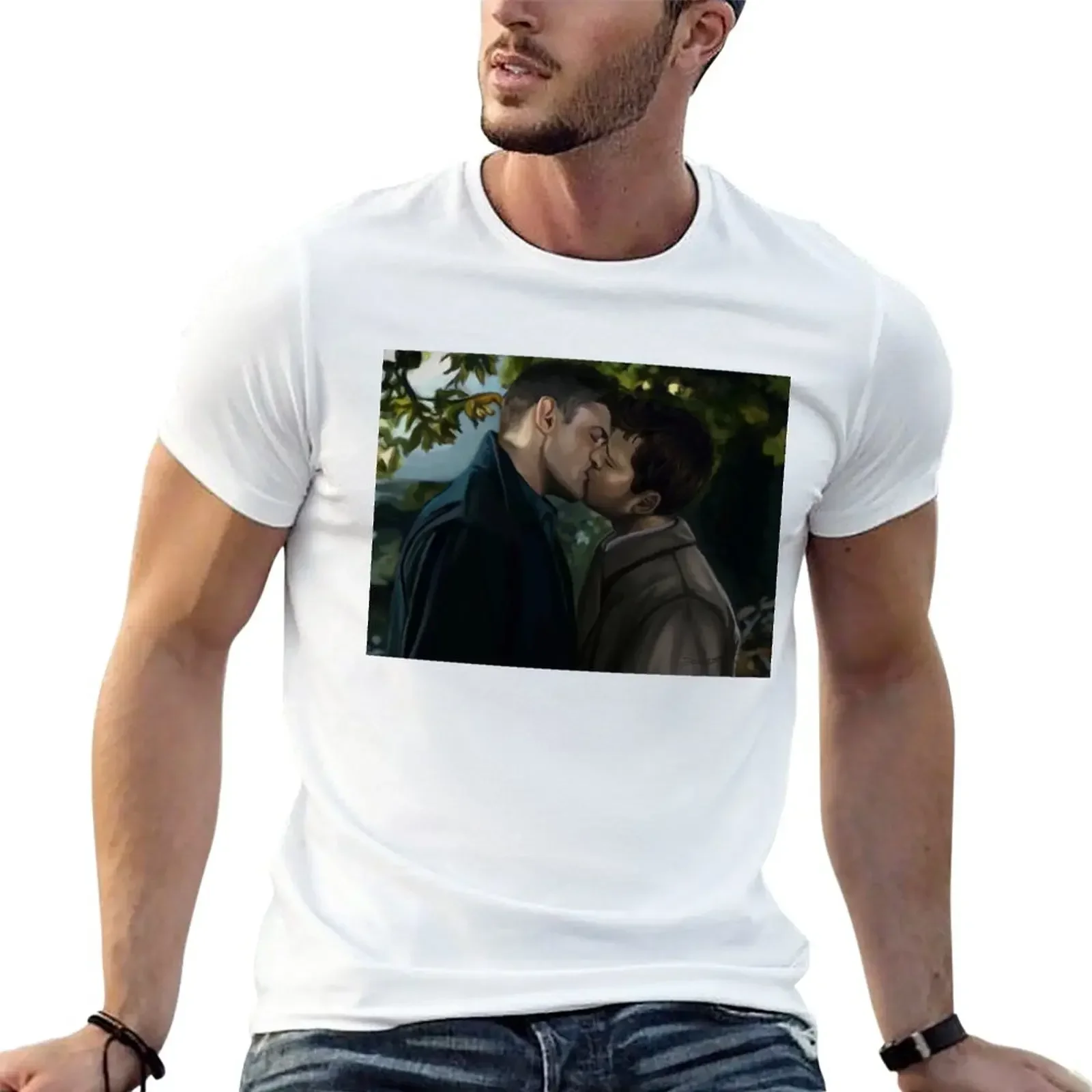 Destiel Kiss in The Wind T-Shirt anime clothes cute clothes oversized men workout shirt