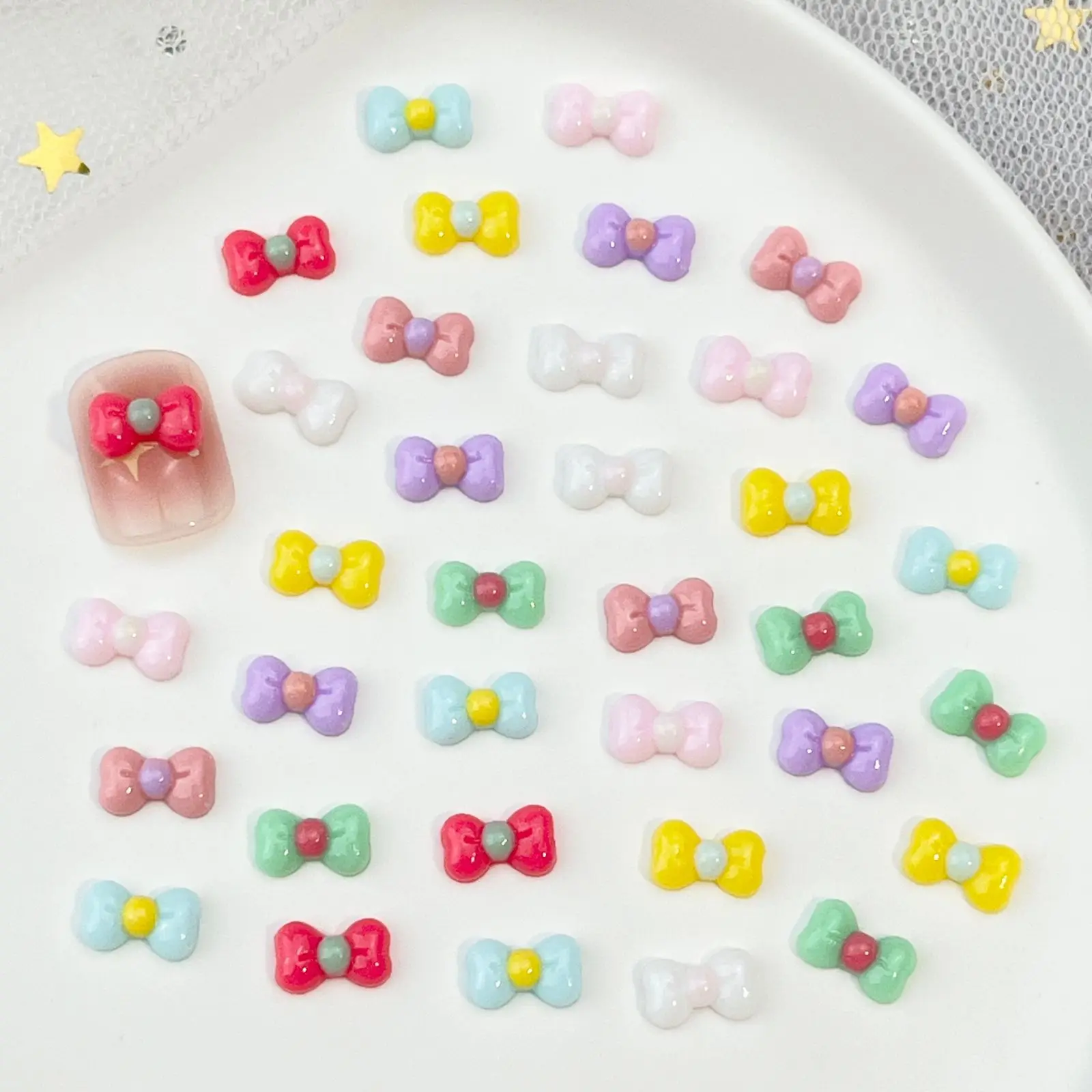 100Pcs Cute Bow Nail Accessories for Dopamine Boost Multiple Bow Nail Charms for a Chic Look