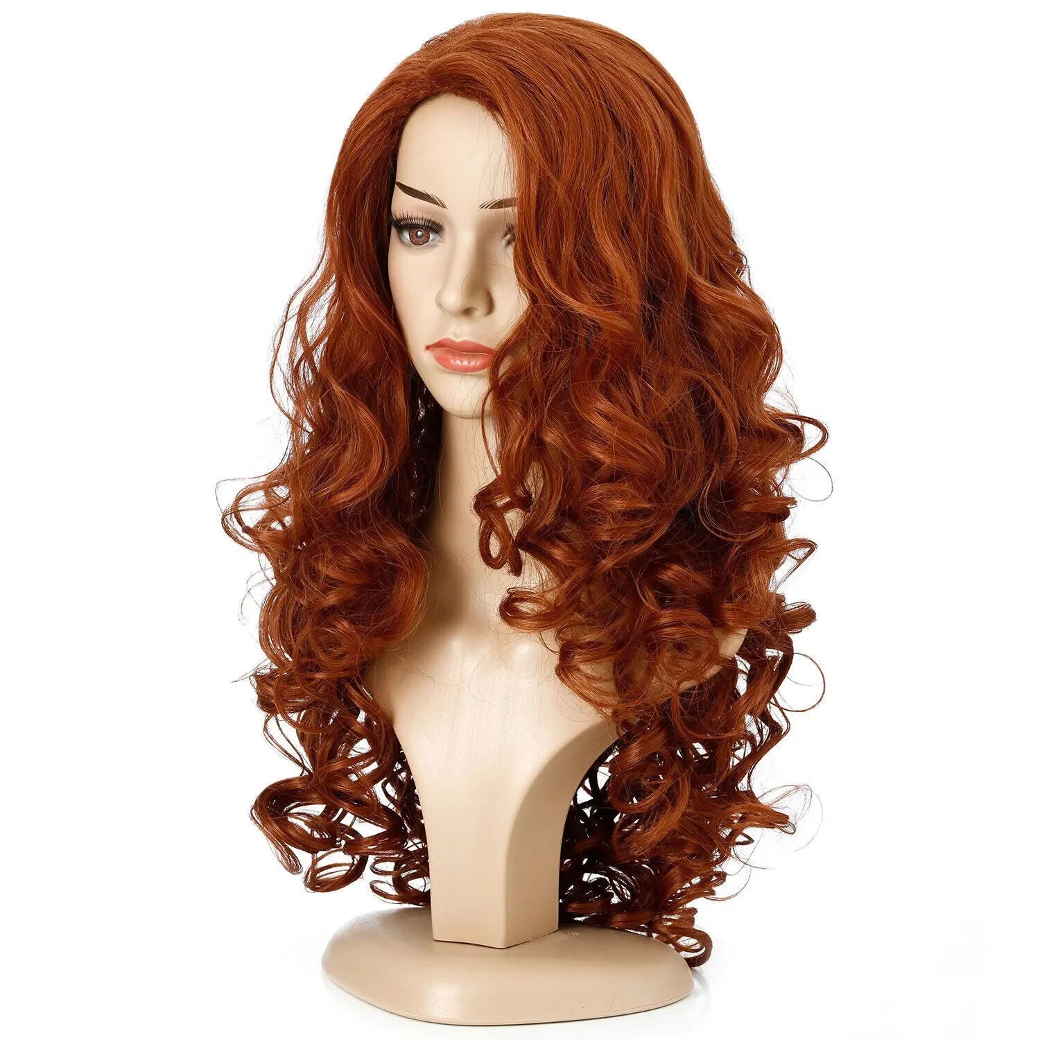 2Color Womens Long Black & Orange Curly Wavy Hair Wigs Ladies Nature Party Cosplay Full Wig