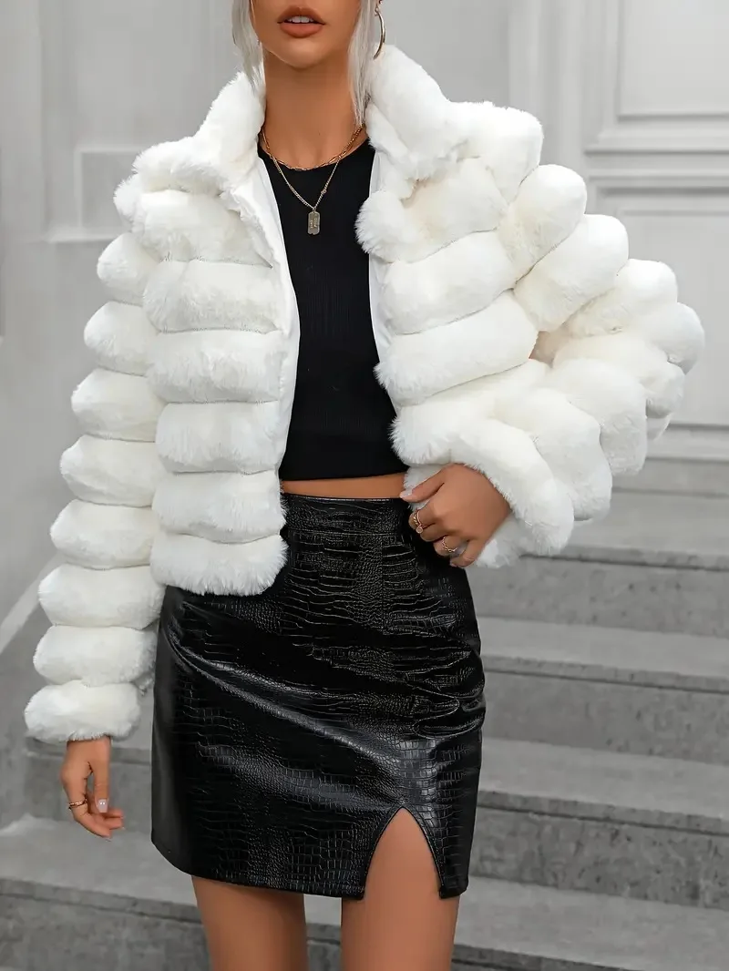 Autumn Winter New Faux Fur Short Women's Versatile Coat 6