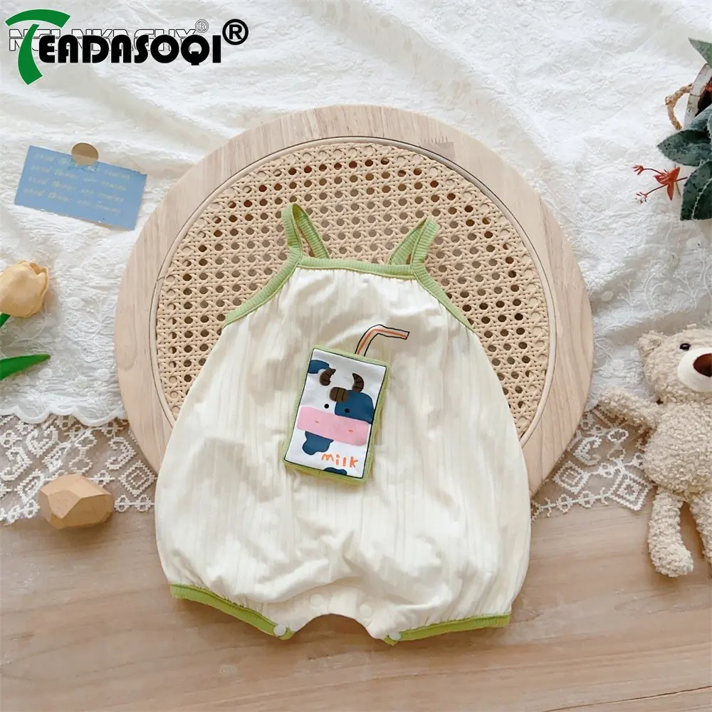 

2023 Summer New In Thin Bodysuits 0-24M Kids Infant Boys Girls Sling 3D Milk Bottle One-piece Newborn Baby Overalls Toddler