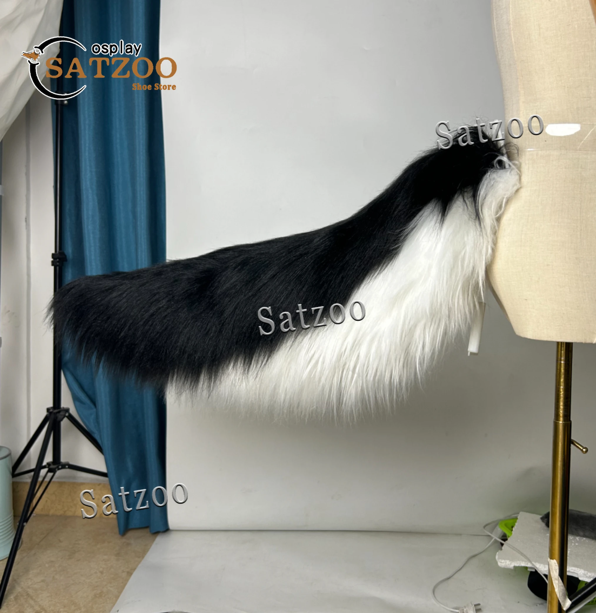 Loona Tail Cosplay Fox Tail Balck and White Big Furry Tail