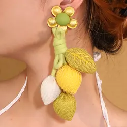 Statement Flower&Fruits Dangle Earrings Exaggerated Earrings Handmade For Women Wedding Party Jewelry