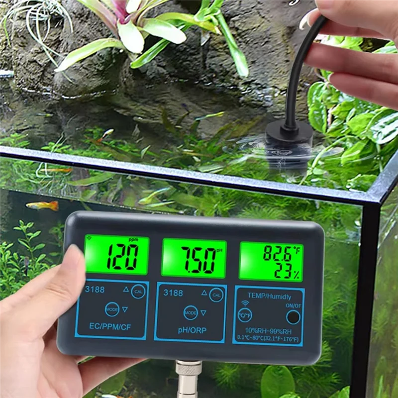 

M01K Tuya Wi-Fi 7 в 1 тестер качества воды многопараметрический анализатор воды PH/ORP/EC/PPM/CF/влажности/TEMP монитор вилка стандарта США