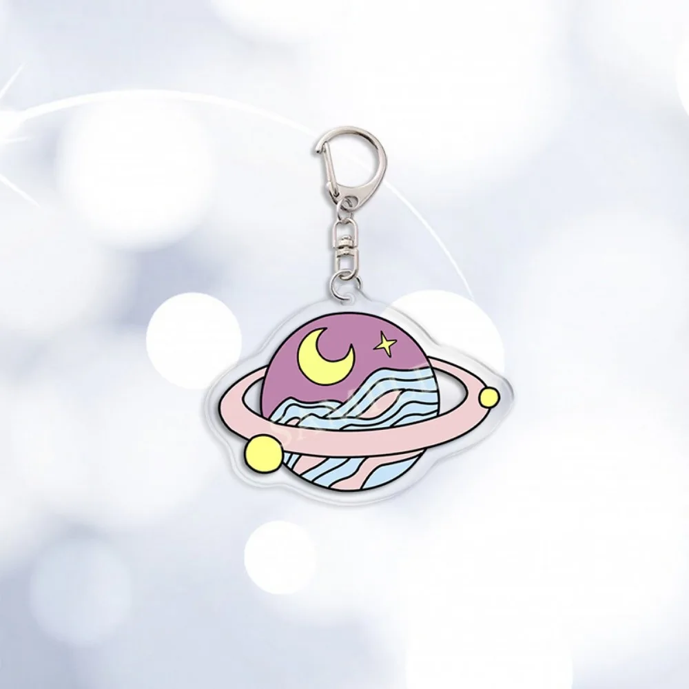 Colorful Cartoon Planet Nebula Acrylic Keychain Backpack Hanging Keyring Creative Pendant Decoration Accessories Ornament Gift