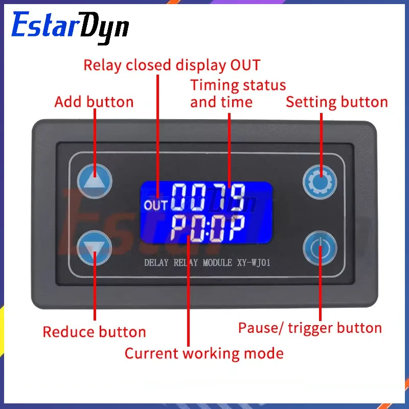 Estardyn DC 6~30V LED Digital Time Delay Relay Programmable Timer Relay Control Switch Timing Trigger Cycle with Case for Indoor