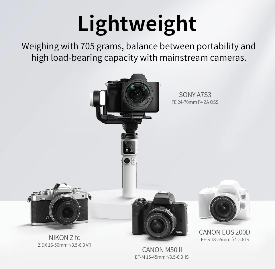 ZHIYUN Crane M3S Camera Gimbal Stabilizer Handheld Quick Release for Mirrorless Cameras Phone for Sony Canon iPhone 14