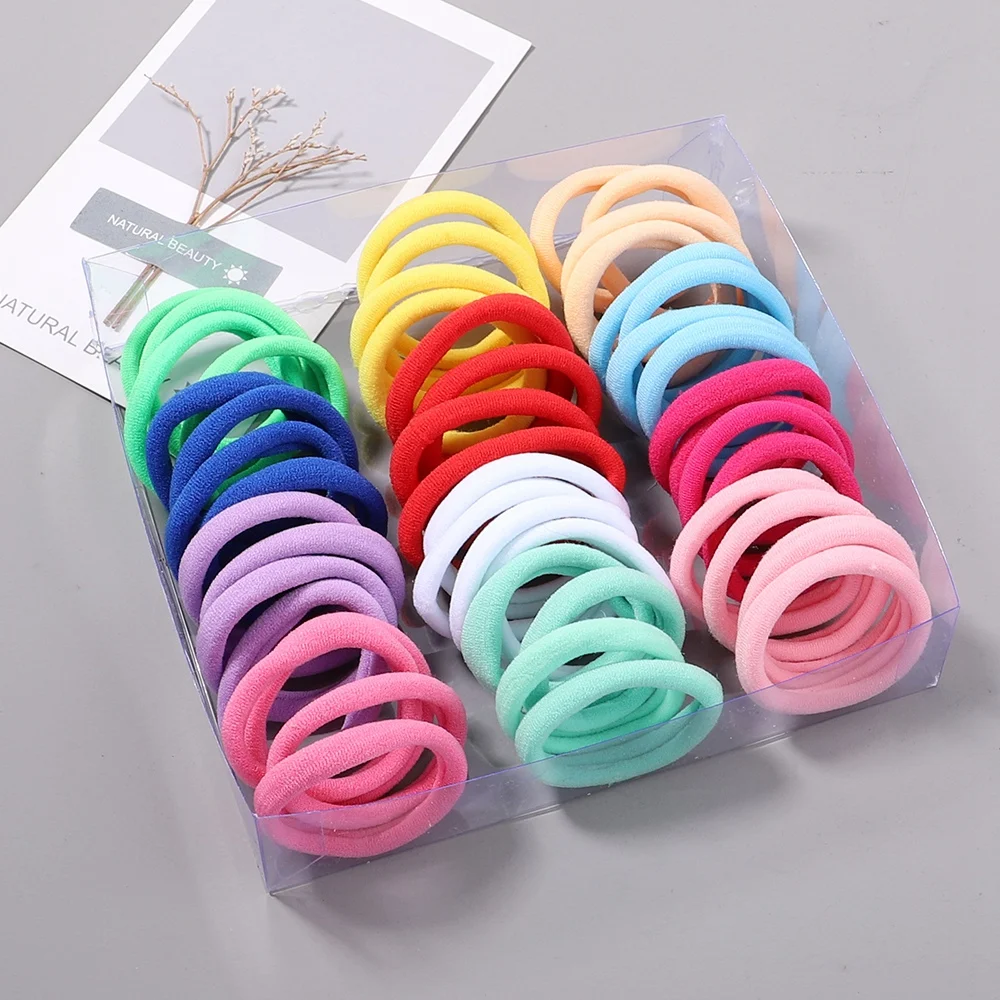 Gomas elásticas para el pelo para niña y mujer, bandas de goma de nailon coloridas, diadema, coletero, accesorios para el cabello, juego de 30 Uds.