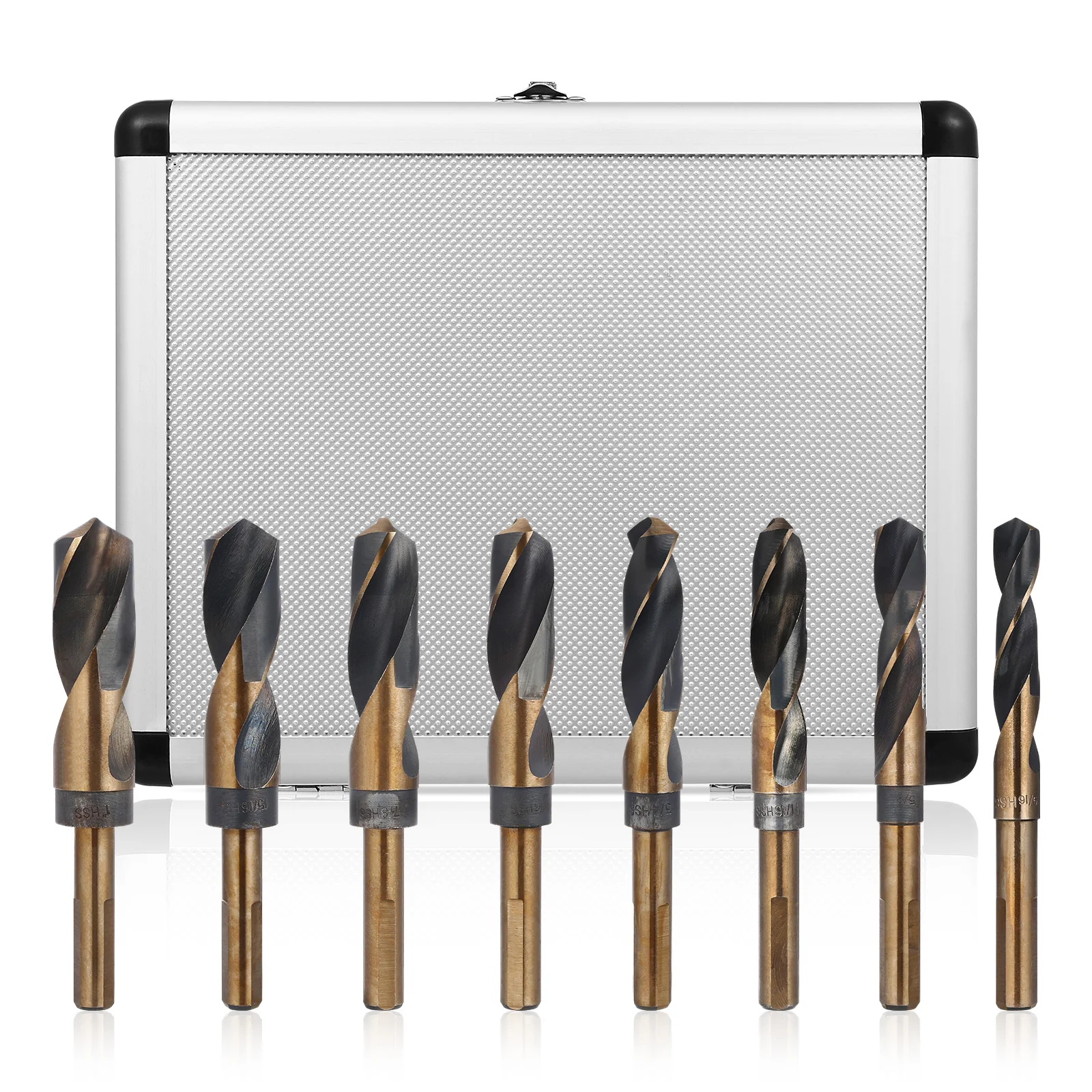 

8pcs Drill Bit Set Aluminum Case Steel Drills Metal Tools Twist Bits For Copper Steel Durability Long Use Spiral Design Smooth