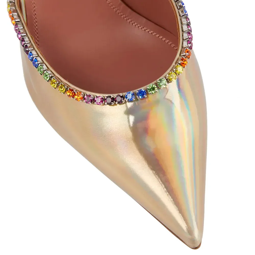 Korean Version of The Trendy Half-slip Women\'s Shoes with Rhinestone Satin Wine Glass Heels Baotou Slippers