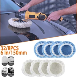 32/8PCS Car Polisher Buffer Pads Cover 6 In/150mm Car Polishing Pad Microfiber Bonnet Polisher Polish Pad Cleaning waxing Tools