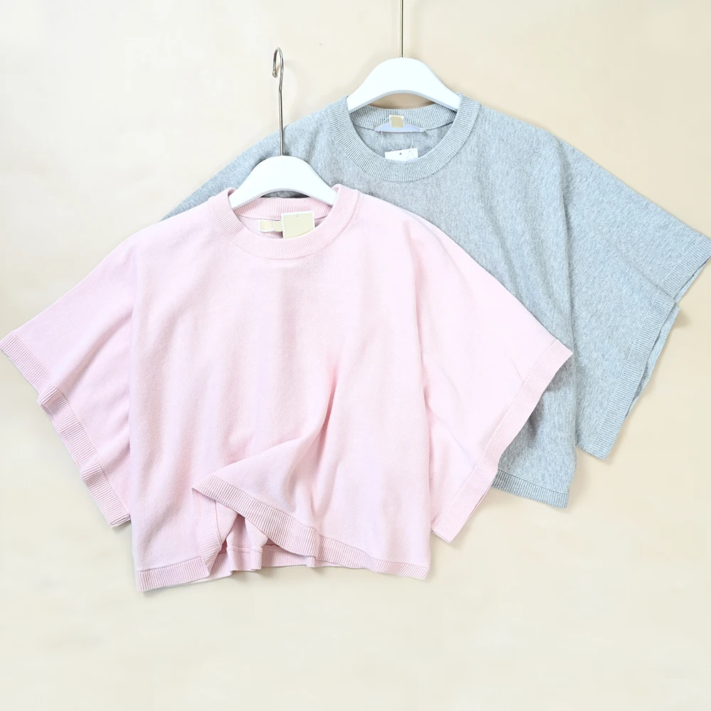 

Casual Cotton Knitted Short Sleeve round Neck Wide Sleeve Ladies Sweater Comfortable Loose Fit Knitwear Spring Fashion 2026