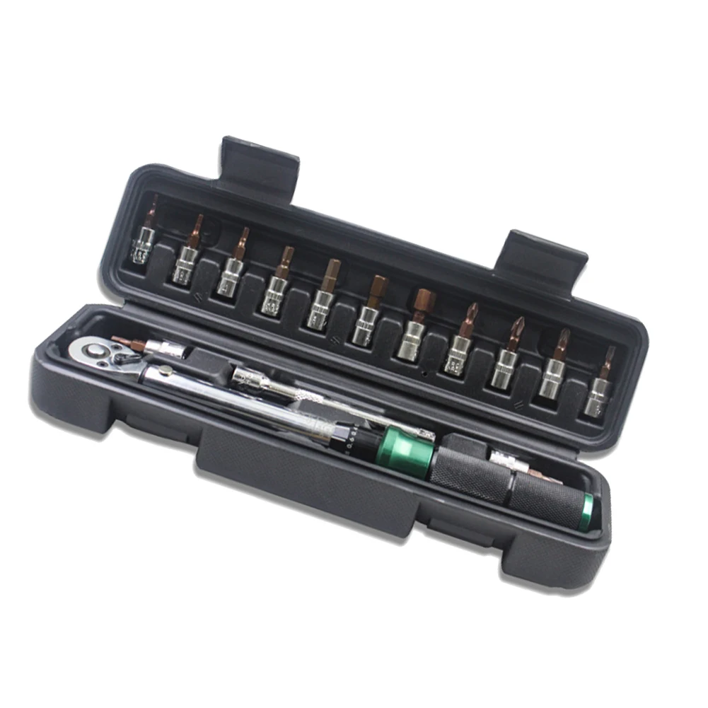 15pcs Quick Release Back Push Type Torque Wrench 1/4inch Bicycle Tool Torque Wrench 2-24Nm Extension Bar for Road Mountain Bikes