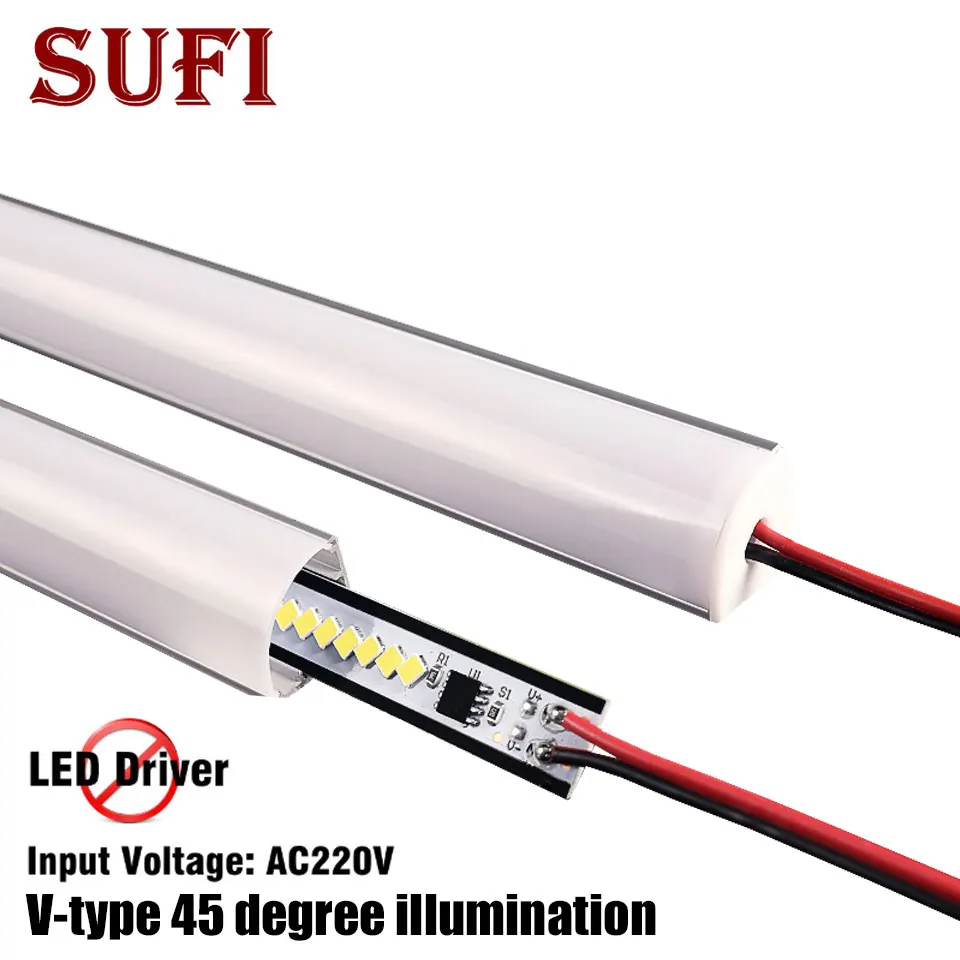 2Pcs AC220V LED 바 빛 90도 V 모양 벽 코너 알루미늄 LED 하드 리지드 바 램프 부엌 찬장 책장 조명