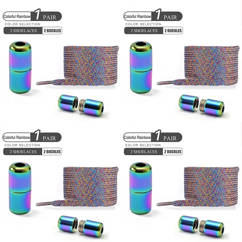 1 Paar/2 Pairs/4 Pairs Geen Stropdas Veters Kleurrijke Gesp Schoenveters Parel Licht Kleurrijke Mode Zonder stropdassen Elastische Veters Sneaker