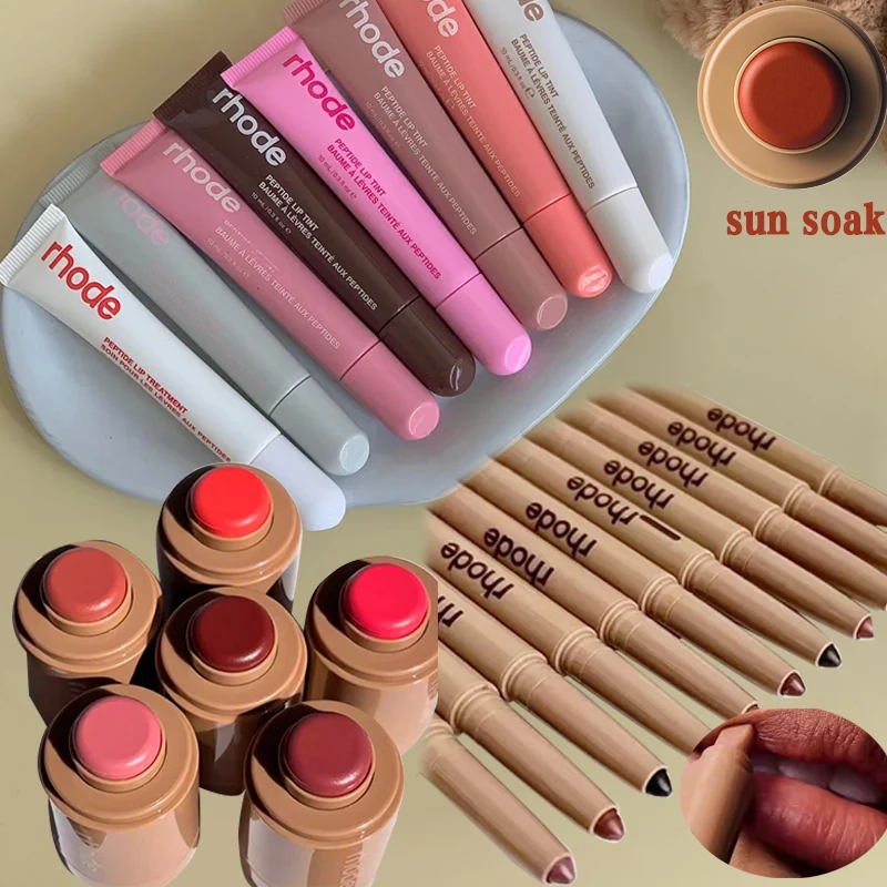 Funda de teléfono para el cuidado de los labios de invierno con diseño de brillo de labios, bolsillo para remojar el sol, colorete, textura sedosa, delineador de labios impermeable para definir la forma de los labios