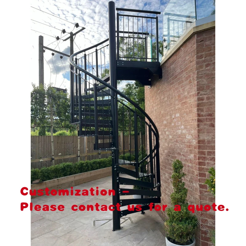 custom.Customized Outdoor Black Powder Coating Mild Steel Staircase Design From Foshan Stairs