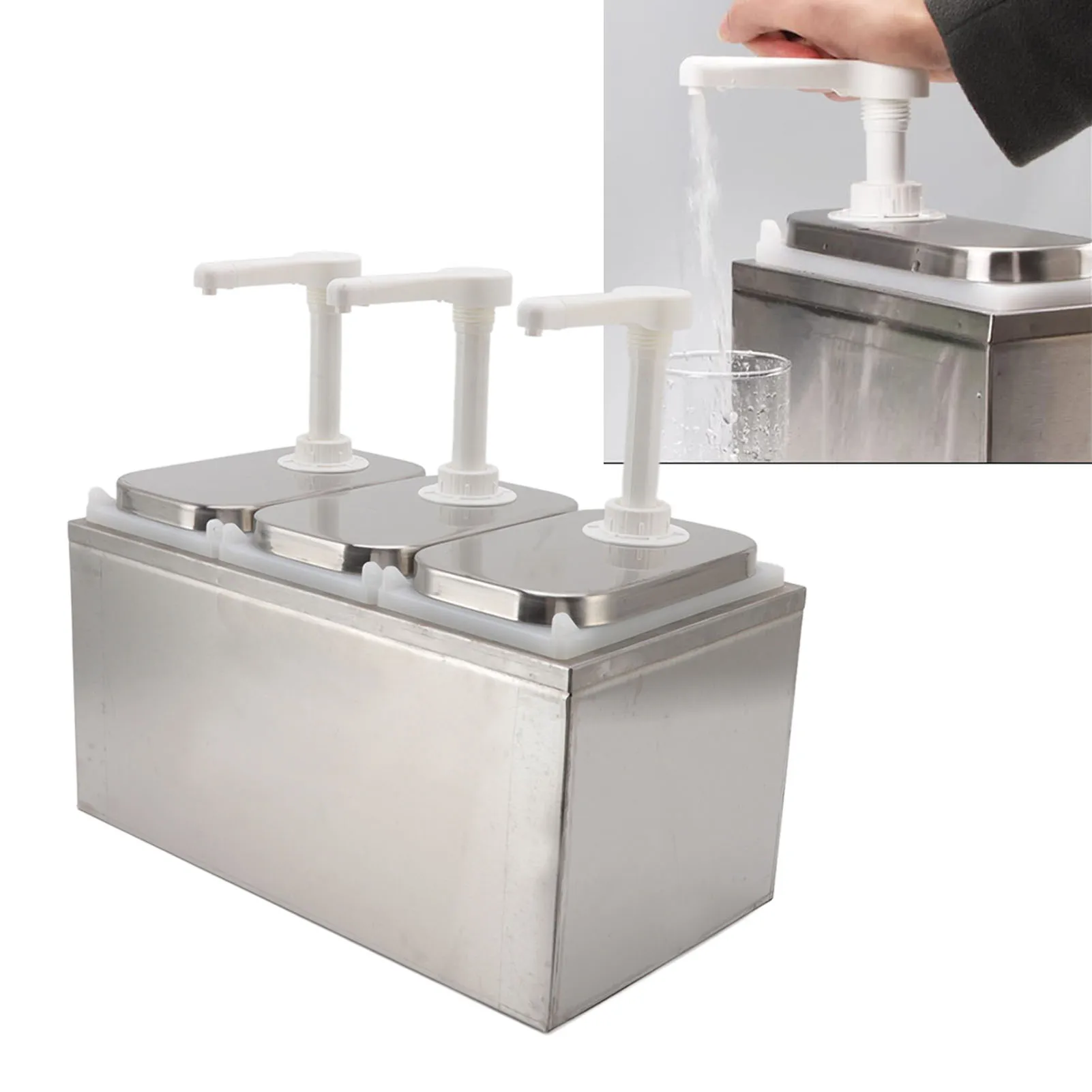 Condiment Pump Station Sauce Dispenser Plastic and Stainless Steel Condiment Pump Station Sauce Dispenser For Kitchen Home