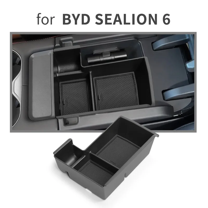 For BYD Seal U Sealion 6 Song Plus DM-i 2025 Car Armrest Storage Box ABS Organizer Case Tidying Accessories Right Hand Drive