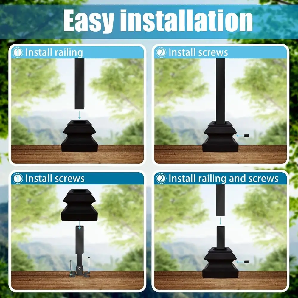 60 Pack 1/2 Flat Iron Balusters for Interior Square Hollow Stair Spindles, Satin Black