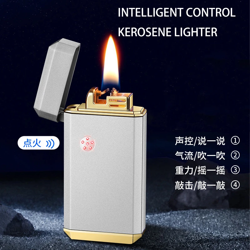 Voice controlled music, Langsheng intelligent kerosene lighter, high-end charging hybrid durable kerosene lighter