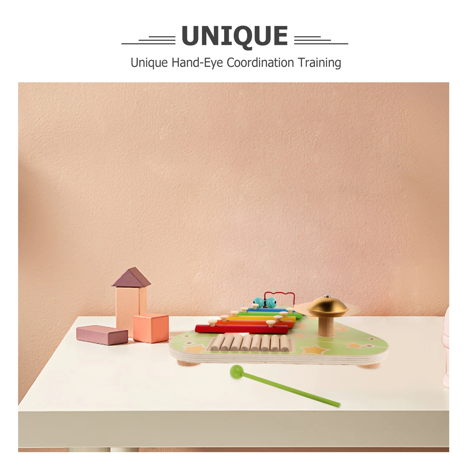 1 ensemble d'instruments de musique Montessori 4 en 1, Xylophone en bois, Piano, cymbale à Percussion, planche d'activité musicale Portable pour tout-petits