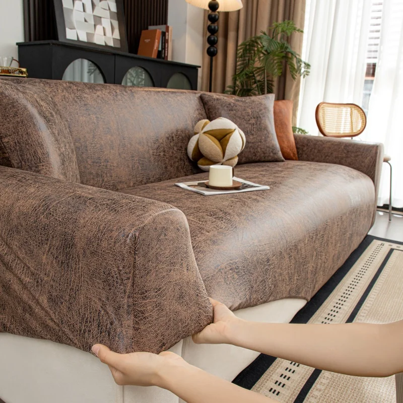 Adjustable Waterproof Elastic Tntegrated Sofa Couch L-shaped Telescopic Anti Slip Sofa Chair Cover Suitable for 1/2/3/4/5 Seats