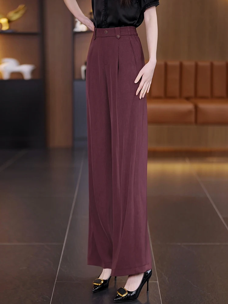 

High Waist Wide Leg Pants Women's Suit Ice Silk Loose Slimming Drapey Casual Trousers Spring Summer New Arrival Korean Style