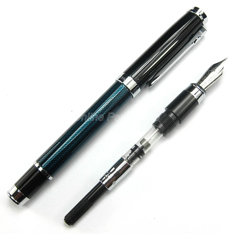 Imagem -04 - Duke Carbon Fiber Fountain Pen Nib m Business Writing Pen Clássico Verde e Prata Gfp011 05 Milímetros