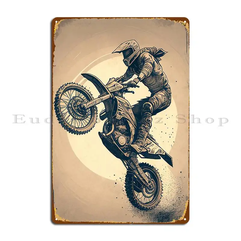 Dirt Bike Stunt Tan Background Metal Plaque Customize Mural Home Home Retro Tin Sign Poster