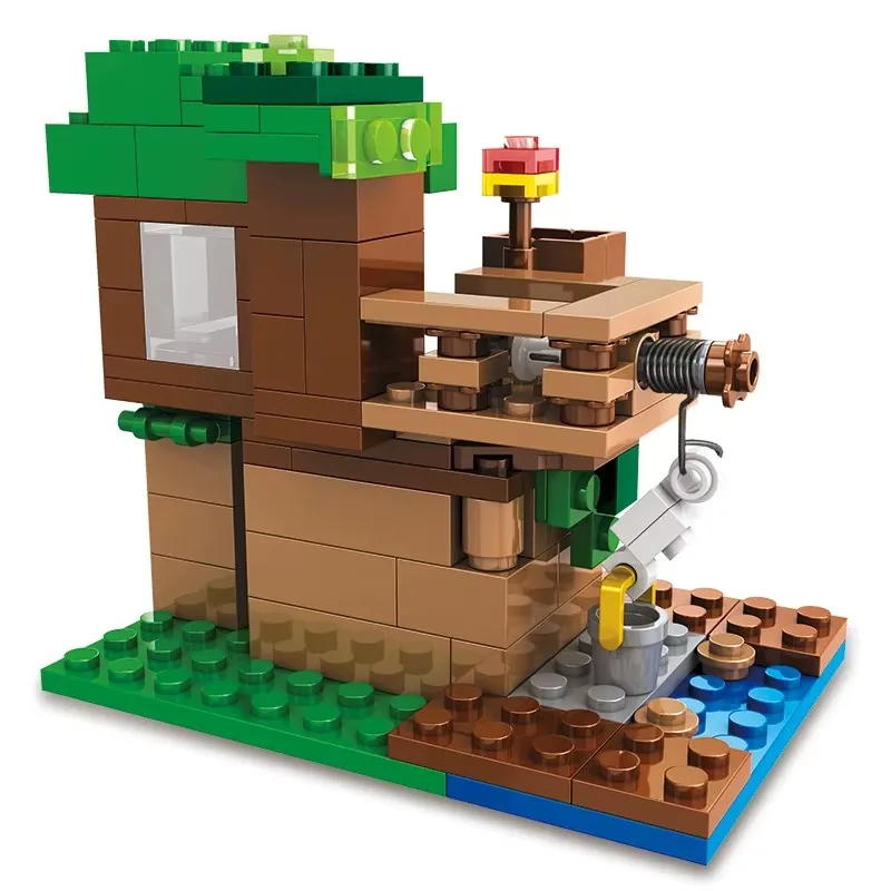 My World Tree House Building Blocks Set - Children's DIY Bricks Toy Gift with 3 Mini Figures 1 Bag