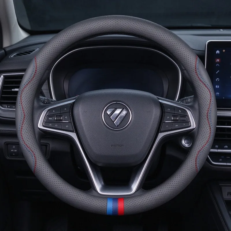 For Foton 37-38cm Nappa Leather Steering Wheel Cover,Ultra Thin,Soft Hand Feel,Anti Slip,All Season Universal,Auto Accessories