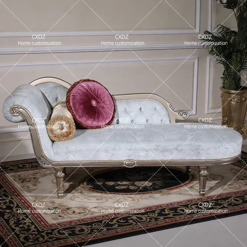 Neoclassical French Style High End European Fabric Solid Wood Leisure Couch Lazy Chair P1