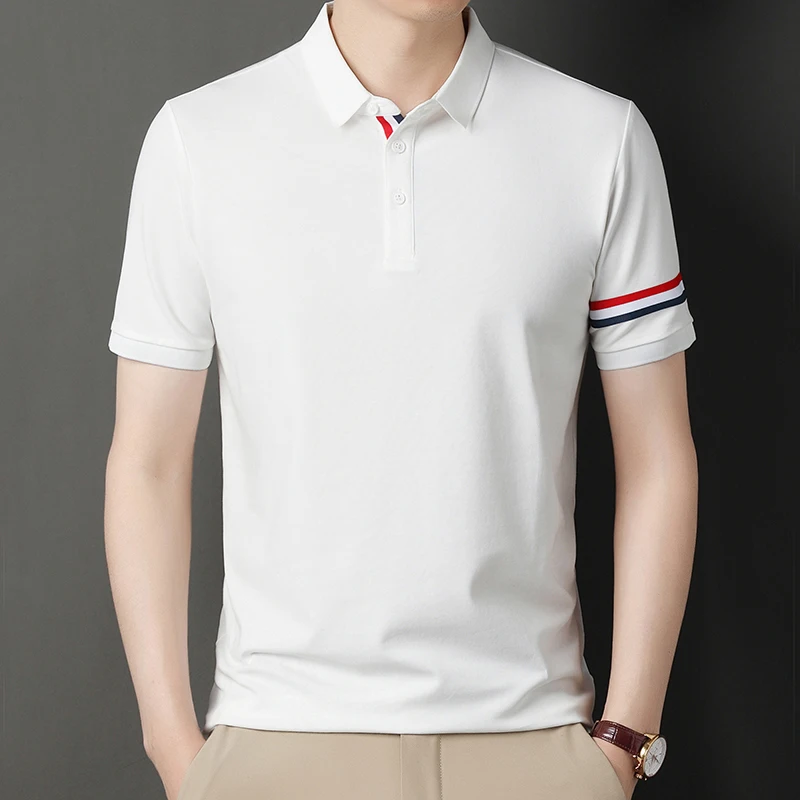

Hot Summer Men's Short-sleeved T-shirt Solid Color Foreign Trade Half-sleeved Business Leisure Polo Shirt Trend