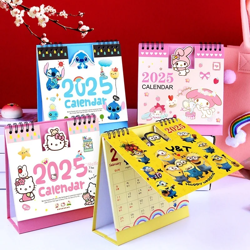 Sanrio Hello Kitty 2025 Calendar Desk Calendar Ornament Cartoon Kawaii Planner Agenda Daily Monthly Stationery Office Supplies