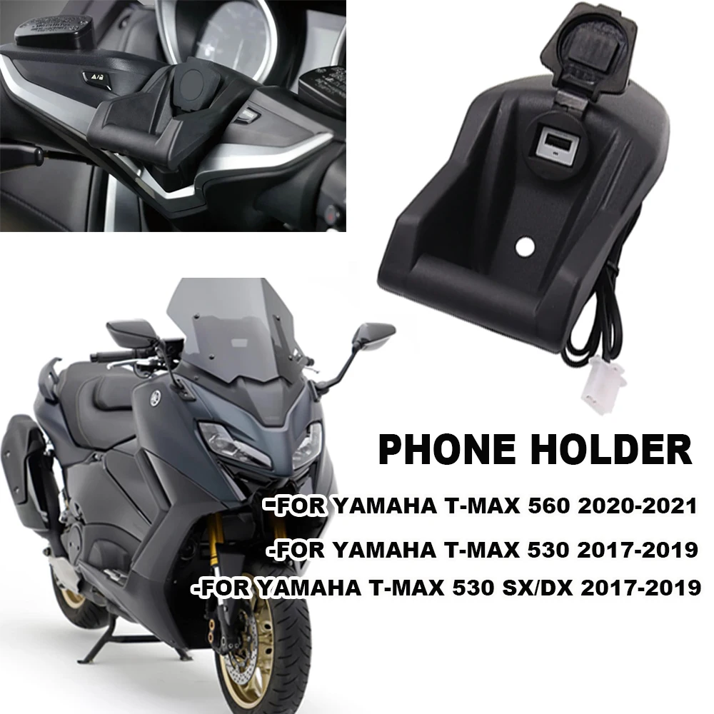 For Yamaha Tmax T-max 560 T MAX 530 DX SX Motorcycle Phone Navigation Bracket Wireless USB Charging Port Converter Holder Mount