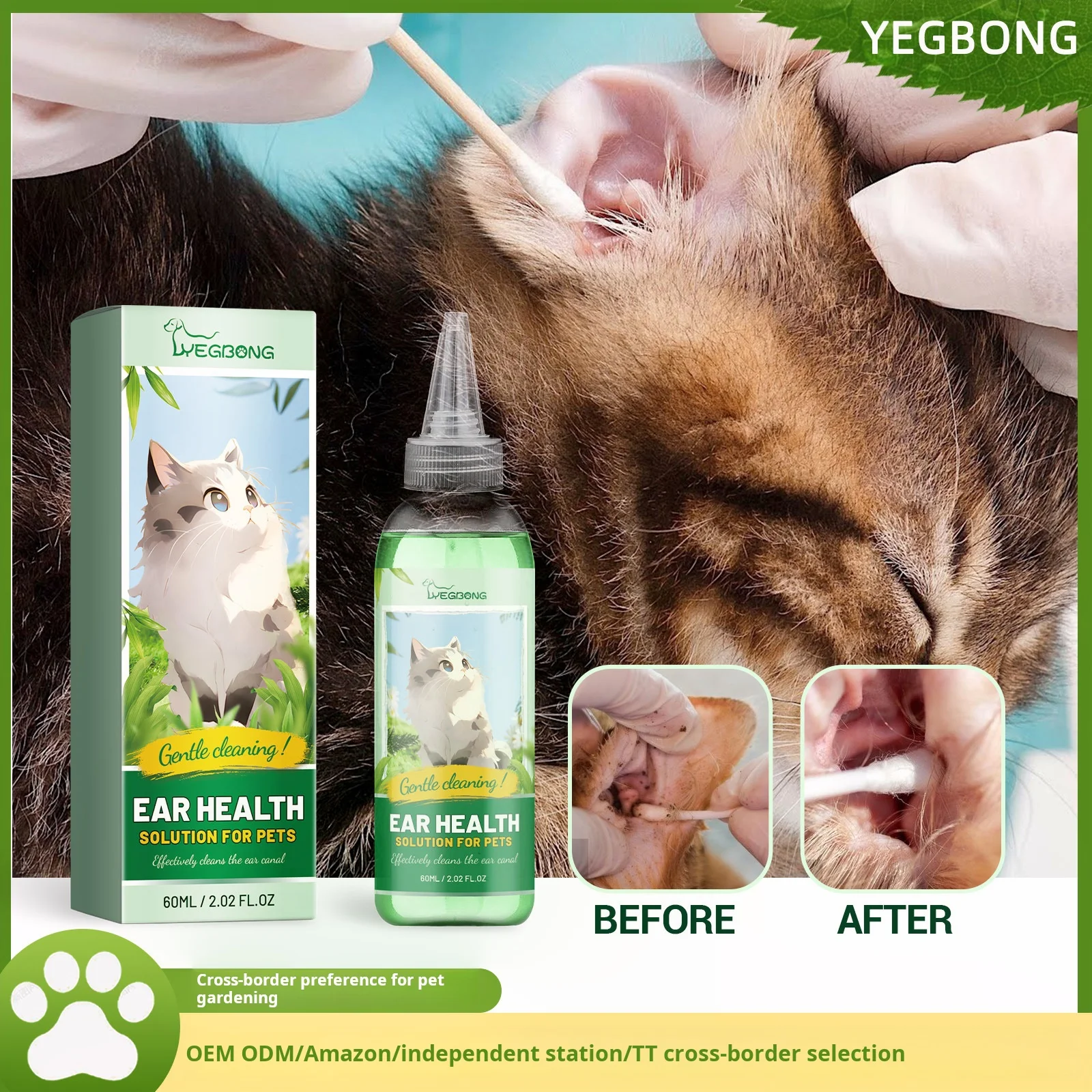 Pet ear cleaning liquid For cats and dogs net meatus acusticus ear mite removal earwax cleaning ear Pet ear drop