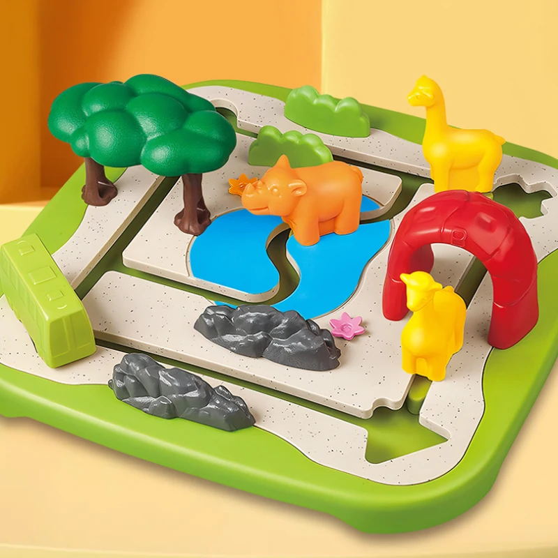 STEAM Toy Wonder Zoo Animals Board Game Children Education Toys 60 Challenges Logical Route Planning School Teaching aid 3+