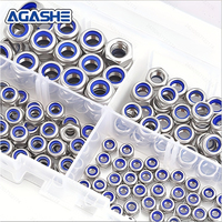 160pcs Stainless Steel Nylon Locking Nuts - Anti-Slip, Self-Locking Hex Cap, Full/Right Thread, M3-M6. Durable, Nylon Inserts, f