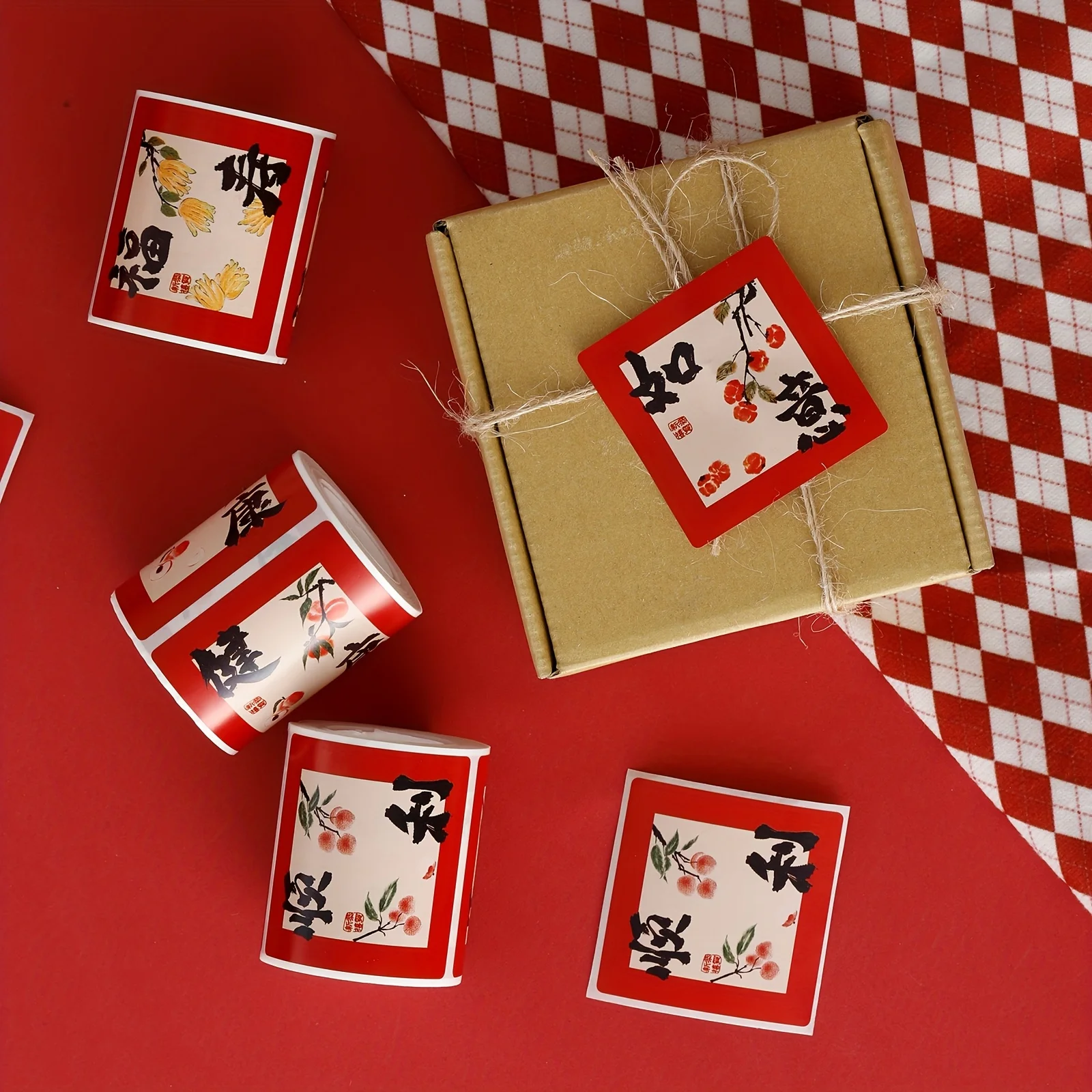 New Chinese Style Chinese Style Text Decorative Stickers Gift Box Envelope Greeting Card Stickers 150pcs/Roll