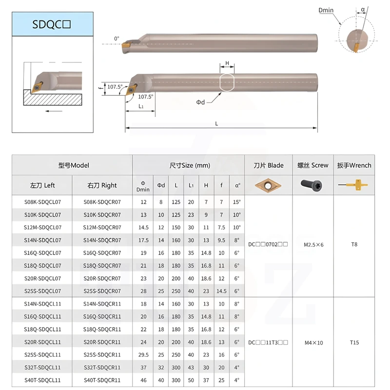 أدوات تحول باستخدام الحاسب الآلي SDUCR SDUCL SDQCR SDQCL 07 11 أدوات مملة الماس S08K S12M S16Q S20R S25S أصحاب الأدوات الداخلية من نوع المسمار #4