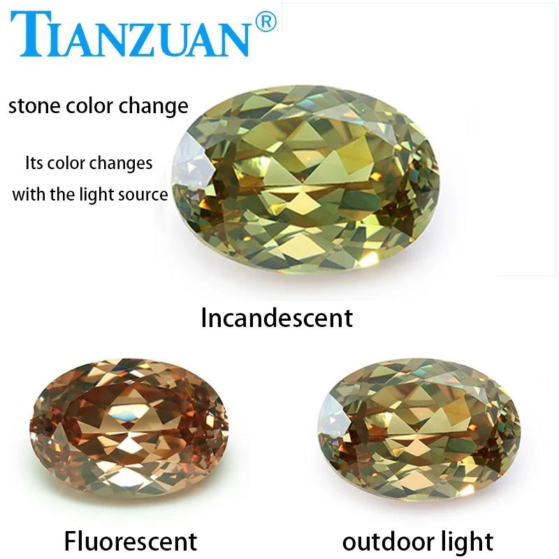 

7x9mm 10x14mm Color Change Cubic Zirconia Diaspore Oval Shape Natual Cut Loose CZ Stone Synthetic Gems Beads