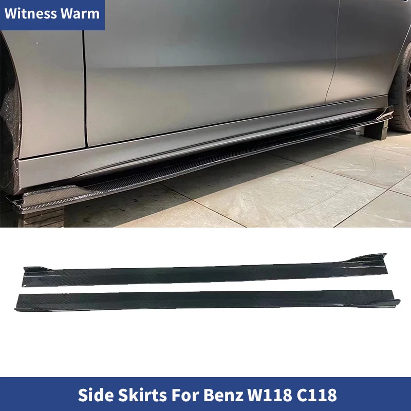 Carbon Fiber Side Skirts Body Kits for Mercedes Benz CLA Class W118 C118 CLA200 CLA35 CLA45 AMG 2019 2020 Side Door Skirts