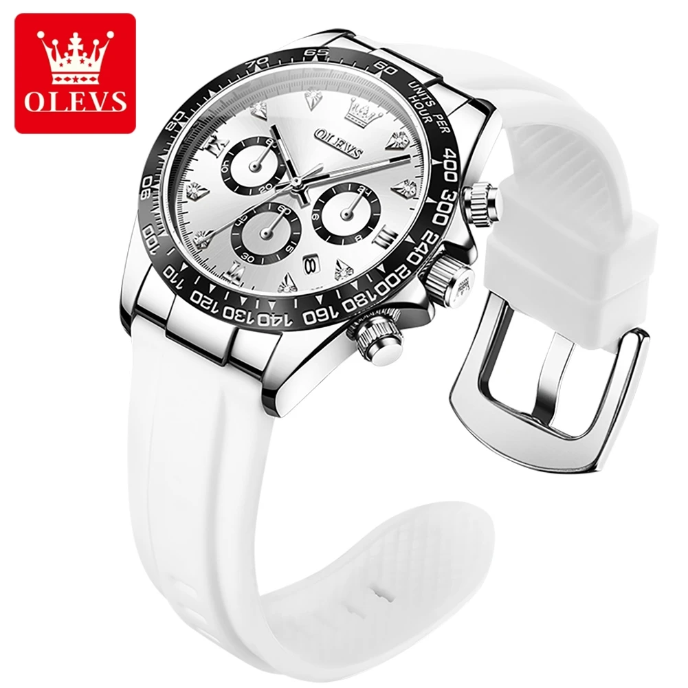 OLEVS New Couple Quartz Wristwatch for Men Women Fashion Silicone Strap Chronograph Auto Date Waterproof Lover's Watch Gifts